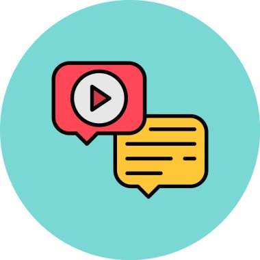 çalma düğmesi vektör simgesi tasarımı ile konuşma balonu, düzenlenebilir vuruş.