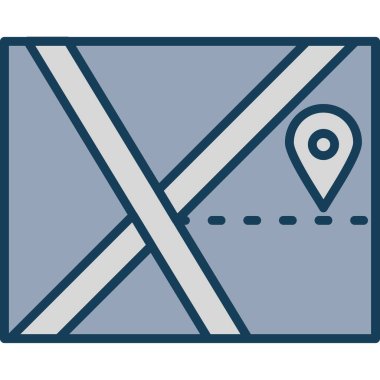 Yumuşak mavi arkaplanda izole edilmiş modayı gösteren bir harita simgesi