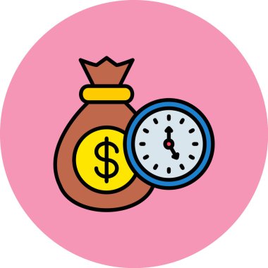 Dolar simgesiyle para saatinin vektör illüstrasyonu