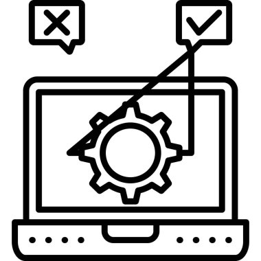 Bilgisayar tamir ikonu. Web için dizüstü bilgisayar vektör simgelerinin özet çizimi