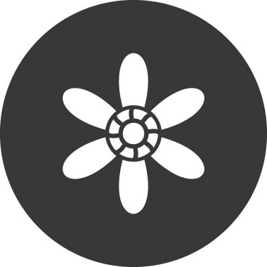 Çiçek ikonu. vektör biçimi düz ikonik semboller, yuvarlak açılar, gri renk, beyaz arkaplan.