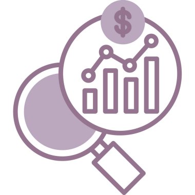 Finansal analiz ikonu. Pazar analizi vektör illüstrasyonunun basit tasarımı.