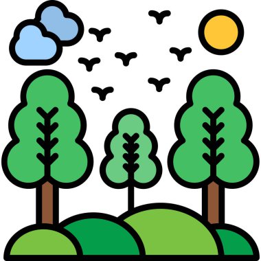 Ağaçlar simgesi, vektör illüstrasyonu