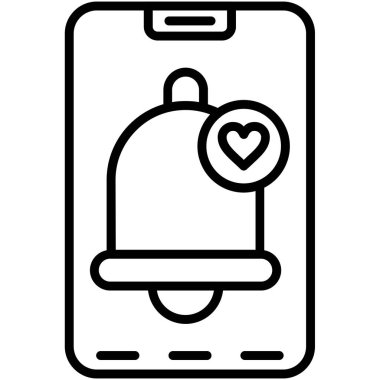 cep telefonu kalp simgesi, vektör illüstrasyonu