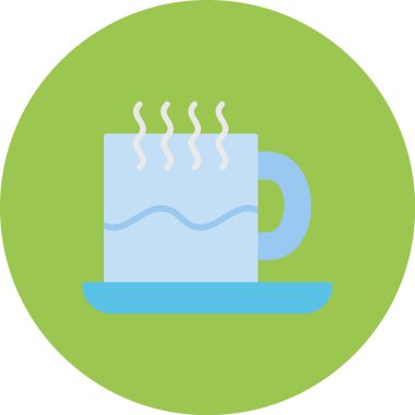 sıcak kahve yassı simgesi, vektör, illüstrasyon