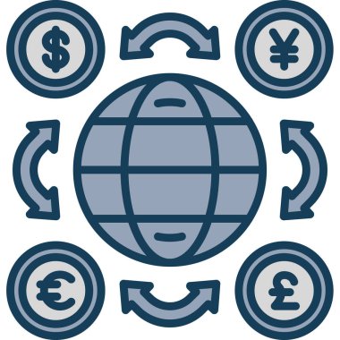 Avro sikkeleri küresel düz vektör simgesi