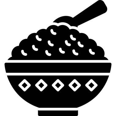 Pirinç ve mısırlı kase, basit vektör çizimi