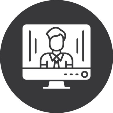 Dizüstü bilgisayar simgesi olan bir adamın vektör çizimi