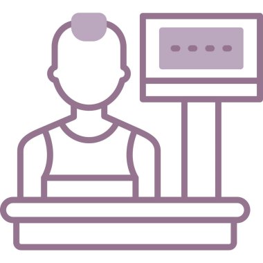 Bilgisayar masası. Web simgesi basit illüstrasyon