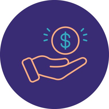 Dolar madeni para simgesinin vektör illüstrasyonu