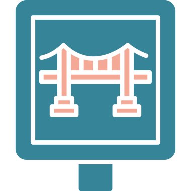 Köprü Yolu Simgesi, Basit Renk Vektörü İllüstrasyonu