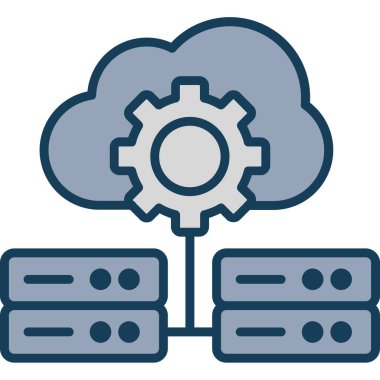 sunucu bulut hesaplama simgesi doldurulmuş ana hatlar biçiminde