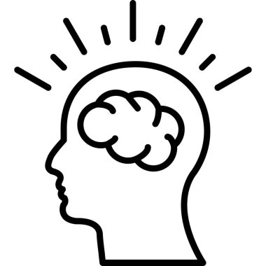 İnsan kafa simgesi ana hat vektörü. Beyin insan zihni