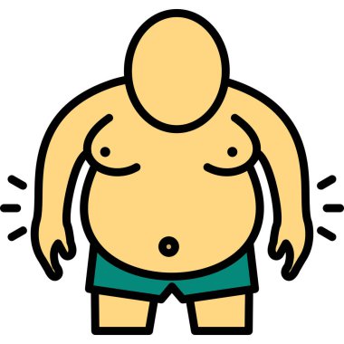 Şişman adam ikonu. Çizgi şişman adam vektör simgesi rengi düz izole