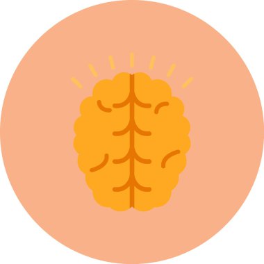 Beyin Simgesi, Basit Renk Vektörü İllüstrasyonu