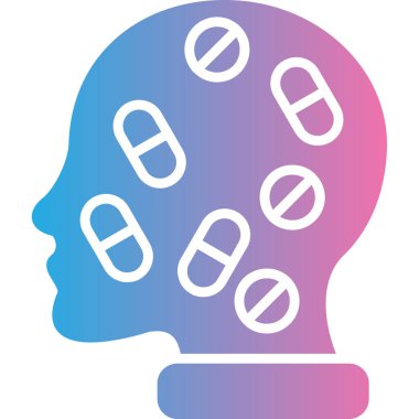 Beyin simgesi, basit vektör çizimi