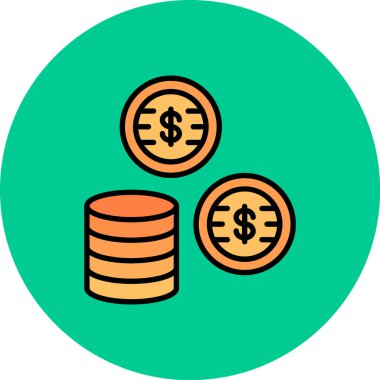 Dolar sikke vektör çizgisi simgesi dekoru