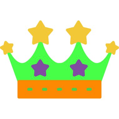 Kraliyet taç ikonu. Beyaz arkaplanda izole edilmiş web tasarımı için kraliçe taç vektör simgelerinin çizgi filmi