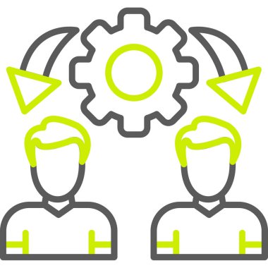 Müşteri servisi vektör simgesi. biçim iki renkli düz sembol, eko yeşil ve gri renkler, yuvarlak açılar, beyaz arkaplan