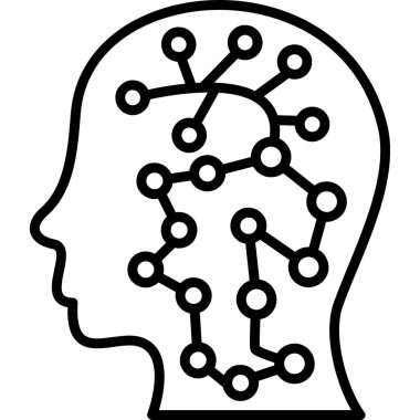 Beyni olan insan kafası, çizim, beyaz arka planda vektör