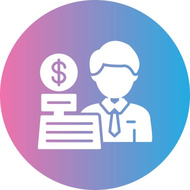 Evrak çantası ve dolar işareti olan bir adamın vektör çizimi