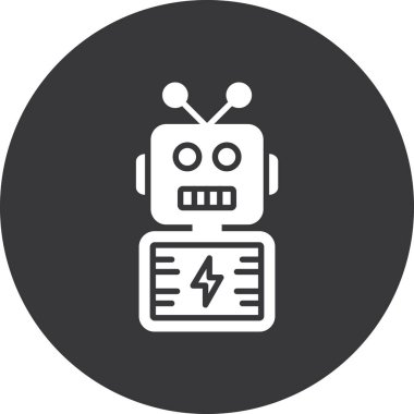 Robotun uzun gölgeli vektör simgesi