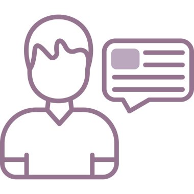 Konuşma baloncuğu olan adam ince çizgi ikonu, iletişim ve insan konsepti, beyaz arkaplanda konuşma işareti, konuşma baloncuğu ve metin baloncuğu olan adam