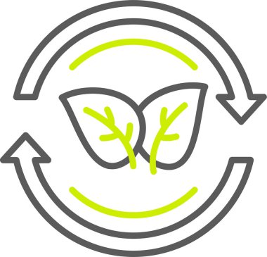 Ekoloji yaprağı dairesel simgesi ile dolu dış hat biçimi