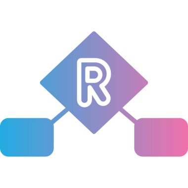 r harfi logosu eşkenar dörtgen ve renkli gradyan