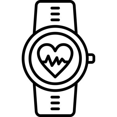 Kalp saati ikonu ana hatları vektörü. Sağlık hizmeti. kalp saati