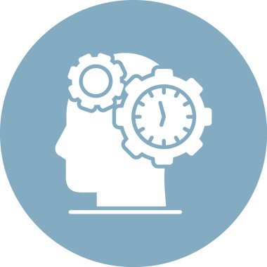 Beyin vektör simgesi. biçim düz yuvarlak renk tuşu, gri ve mavi renkler, yuvarlak açılar, beyaz arkaplan.