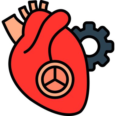 elle çizilmiş bir ikon ile kalp - taslak biçimi