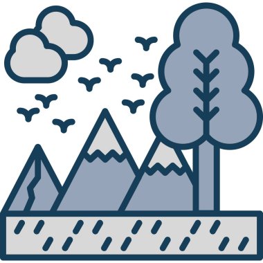 peyzaj orman ikonu vektör illüstrasyonu