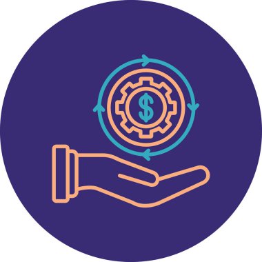 Bozuk para ve vites kutusu simgesi ile el