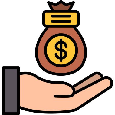 el ele tutuşan para izole edilmiş simgesi