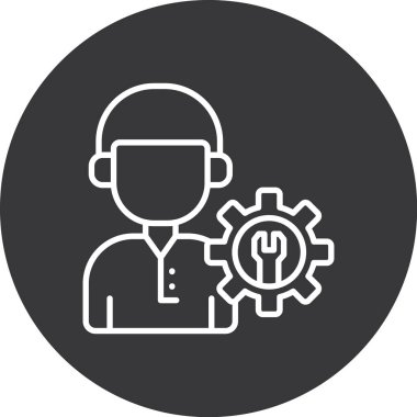 Cogwheel simgesi olan iş adamı, basit vektör illüstrasyonu