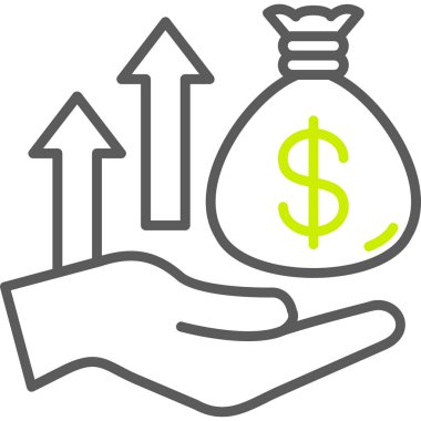 Para çantası vektör simgesi. biçim düz bicolor ve eko yeşil semboldür, yuvarlak açılar, beyaz arkaplan, ağ ve mobil yazılım için tasarlanmıştır