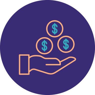 Bozuk parayla bir elin vektör çizimi