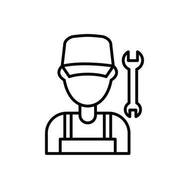 Tornavida ve anahtar çizgisi vektör illüstrasyonlu tamirci.