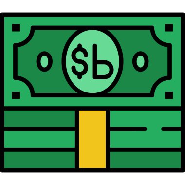 Dolar gagası simgesi renk ana hatları vektörü