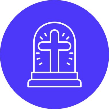 Eşsiz Hıristiyan mezar vektörü çizgisi simgesi