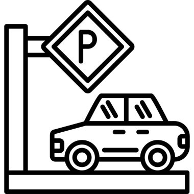 Otopark simgesi dış hatlar biçiminde