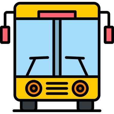 bus web simgesi, basit vektör çizimi beyaz arkaplanda izole edildi