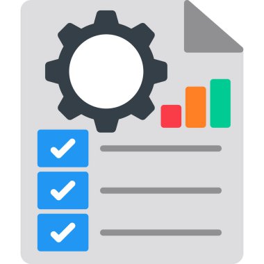Proje Yönetimi Simgesi, Basit Renk Vektörü İllüstrasyonu