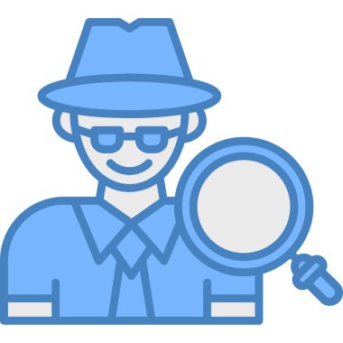 Dedektif man simgesi renk ana hatları vektörü