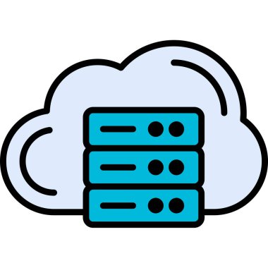 Bulut hesaplama simgesi. Taslak depolama hesaplama vektör rengi düz izole