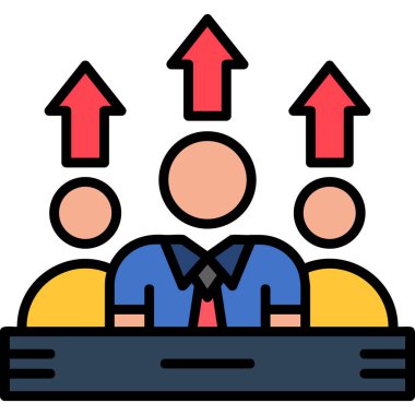 İş dünyası lideri simgesi, ana hatlı vektör illüstrasyonu, iş konsepti