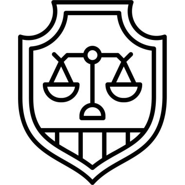 Hukuk ve adalet ikonu vektör illüstrasyonu.