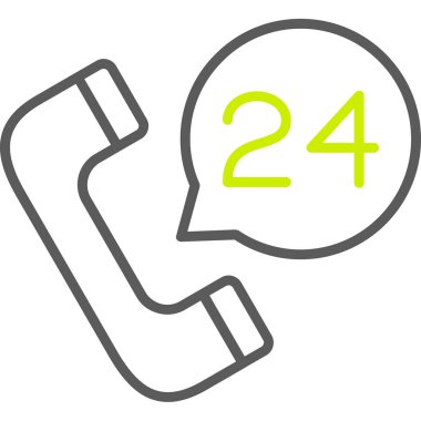 Çağrı merkezi vektör simgesi. biçim iki renkli düz sembol, eko yeşil ve gri renkler, yuvarlak açılar, beyaz arkaplan.