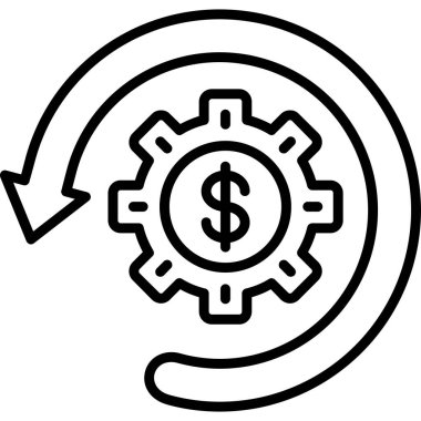 dişli para dolar simgesi ana hat biçiminde